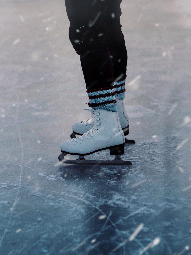 White ice skates on the ice